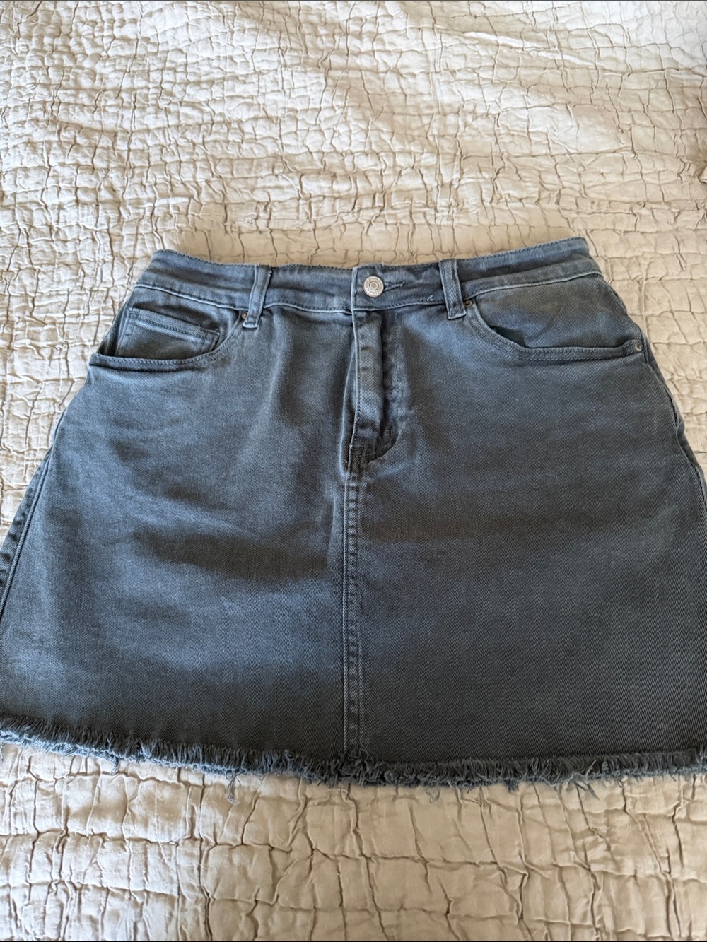 Zenana Outfitters Charcoal Denim A-Line Mini Skirt medium